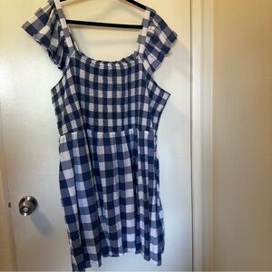 Old Navy Blue and White Gingham Flutter Sleeve Sundress EUC